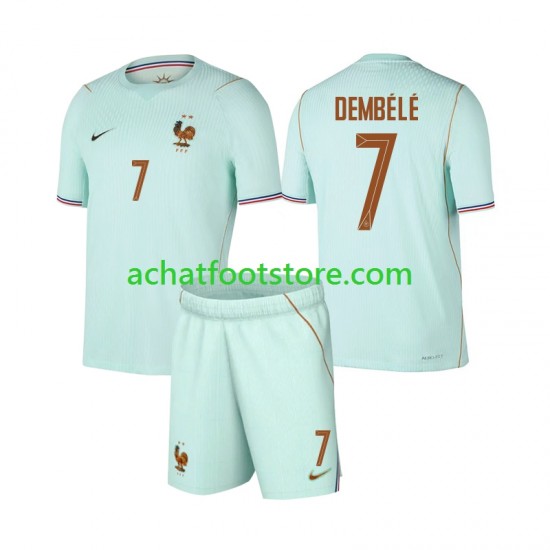 Maillot France Ousmane Dembele 7 Extérieur Tenue pour Enfant Coupe du Monde 2026 Manche Courte