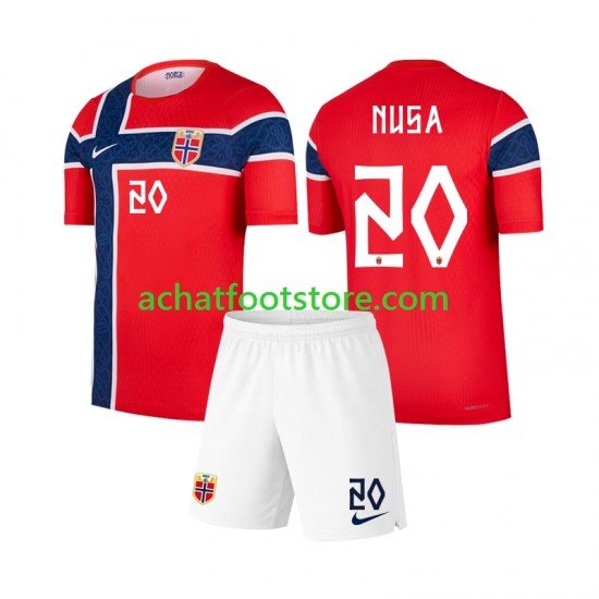 Maillot Norvège Antonio Nusa 20 Domicile Tenue pour Enfant Coupe du Monde 2026 Manche Courte