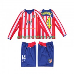 Maillot Atlético Madrid SIMEONE 14 Rétro Domicile Tenue pour Enfant 1999 1998 Manche Longue