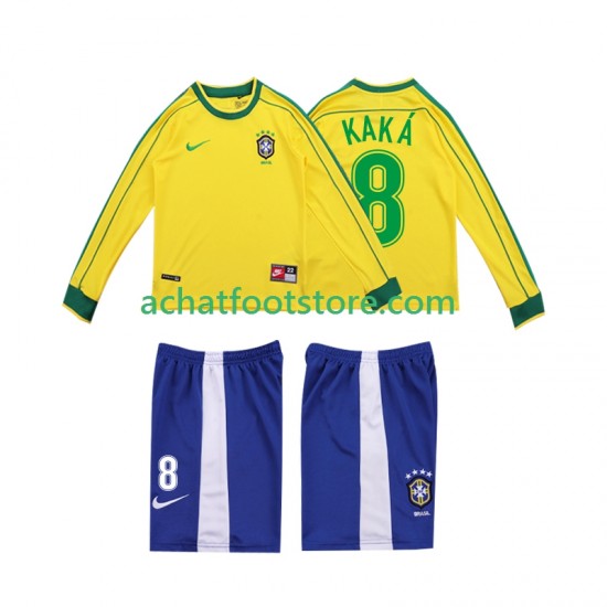 Maillot Brésil KAKA 8 Rétro Domicile Tenue pour Enfant 1988 Manche Longue