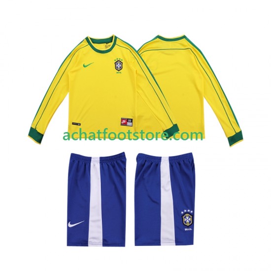 Maillot Brésil Rétro Domicile Tenue pour Enfant 1988 Manche Longue