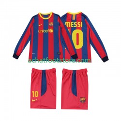 Maillot FC Barcelone Lionel Messi 10 Rétro Domicile Tenue pour Enfant 2010 2011 Manche Longue