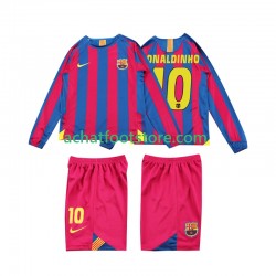 Maillot FC Barcelone RONALDINHO 10 Rétro Domicile Tenue pour Enfant 1998 2006 Manche Longue