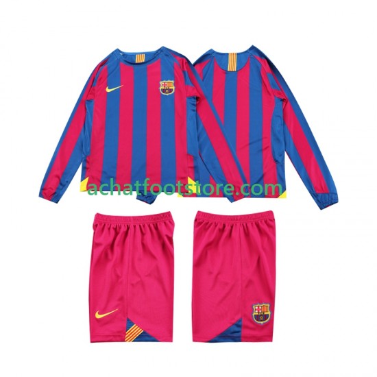 Maillot FC Barcelone Rétro Domicile Tenue pour Enfant 1998 2006 Manche Longue
