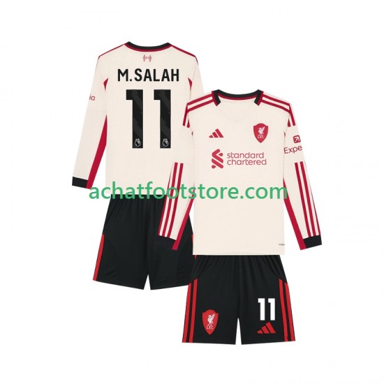 Maillot Liverpool Mohamed Salah 11 Extérieur Tenue pour Enfant 2025-2026 Manche Longue