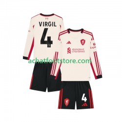 Maillot Liverpool Virgil van Dijk 4 Extérieur Tenue pour Enfant 2025-2026 Manche Longue