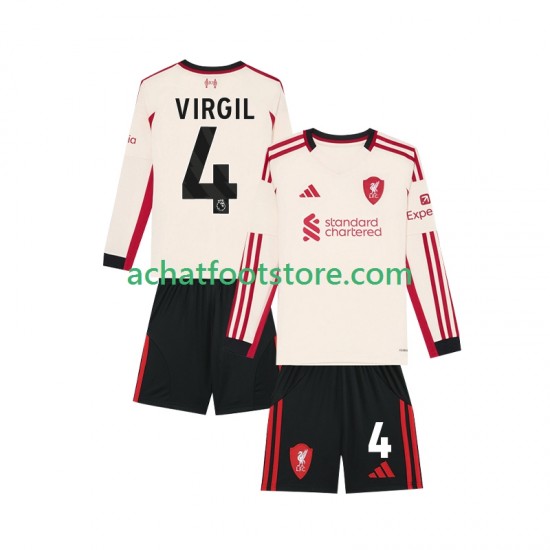 Maillot Liverpool Virgil van Dijk 4 Extérieur Tenue pour Enfant 2025-2026 Manche Longue