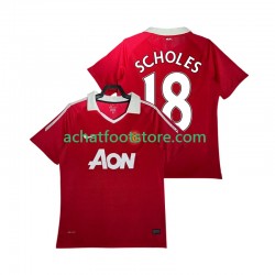 Maillot Manchester United SCHOLES 18 Rétro Domicile Tenue pour Homme 2010 2011 Manche Courte