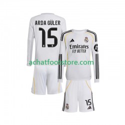 Maillot Real Madrid Arda Guler 15 Domicile Tenue pour Enfant 2025-2026 Manche Longue