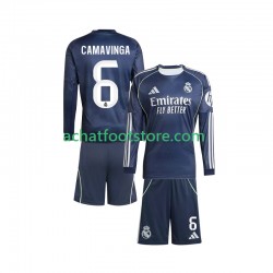Maillot Real Madrid Camavinga 6 Extérieur Tenue pour Enfant 2025-2026 Manche Longue