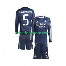Maillot Real Madrid Jude Bellingham 5 Extérieur Tenue pour Enfant 2025-2026 Manche Longue