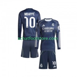 Maillot Real Madrid Mbappé Kylian 10 Extérieur Tenue pour Enfant 2025-2026 Manche Longue