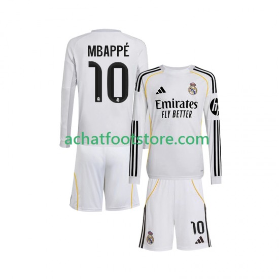 Maillot Real Madrid Mbappé Kylian 10 Domicile Tenue pour Enfant 2025-2026 Manche Longue