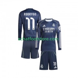 Maillot Real Madrid Rodrygo 11 Extérieur Tenue pour Enfant 2025-2026 Manche Longue