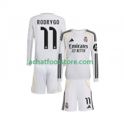 Maillot Real Madrid Rodrygo 11 Domicile Tenue pour Enfant 2025-2026 Manche Longue