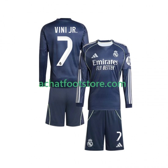 Maillot Real Madrid Vinicius Junior 7 Extérieur Tenue pour Enfant 2025-2026 Manche Longue