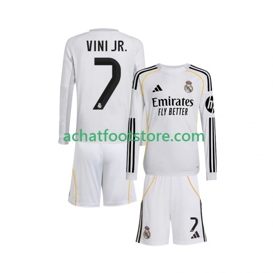 Maillot Real Madrid Vinicius Junior 7 Domicile Tenue pour Enfant 2025-2026 Manche Longue