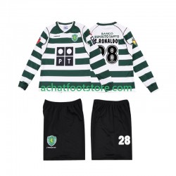 Maillot Sporting CP Cristiano Ronaldo 28 Rétro Domicile Tenue pour Enfant 2011 2008 Manche Longue