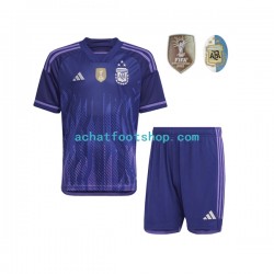 Maillot Argentine 3 Stars Extérieur Tenue pour Enfant Coupe du Monde 2022 Manche Courte Maillot Argentine 3 Stars Extérieur Tenue pour Enfant Coupe du Monde 2022 Manche Courte