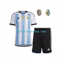 Maillot Argentine 3 Stars Domicile Tenue pour Enfant Coupe du Monde 2022 Manche Courte Maillot Argentine 3 Stars Domicile Tenue pour Enfant Coupe du Monde 2022 Manche Courte