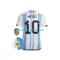 Maillot Argentine Messi 10 3 Stars Domicile Tenue pour Homme Coupe du Monde 2022 Manche Courte