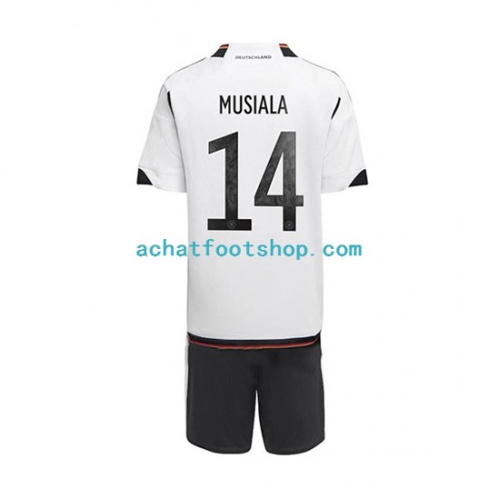Maillot Allemagne Musiala 14 Domicile Tenue pour Enfant Coupe du Monde 2022 Manche Courte