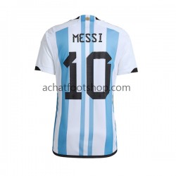 Maillot Argentine Lionel Messi 10 Domicile Tenue pour Homme Coupe du Monde 2022 Manche Courte