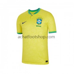 Maillot Brésil Domicile Tenue pour Homme Coupe du Monde 2022 Manche Courte