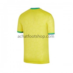 Maillot Brésil Domicile Tenue pour Homme Coupe du Monde 2022 Manche Courte