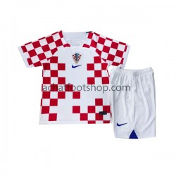 Maillot Croatie Domicile Tenue pour Enfant Coupe du Monde 2022 Manche Courte