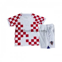 Maillot Croatie Domicile Tenue pour Enfant Coupe du Monde 2022 Manche Courte