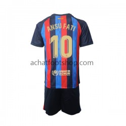 Maillot FC Barcelone Ansu Fati 10 Domicile Tenue pour Enfant 2022-2023 Manche Courte