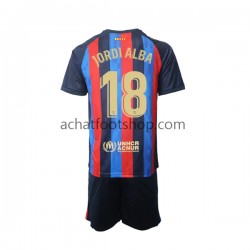 Maillot FC Barcelone Jordi Alba 18 Domicile Tenue pour Enfant 2022-2023 Manche Courte Maillot FC Barcelone Jordi Alba 18 Domicile Tenue pour Enfant 2022-2023 Manche Courte