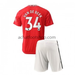 Maillot Manchester United Donny van de Beek 34 Domicile Tenue pour Enfant 2022-2023 Manche Courte