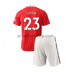 Maillot Manchester United Luke Shaw 23 Domicile Tenue pour Enfant 2022-2023 Manche Courte