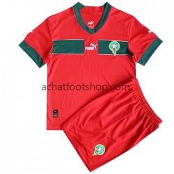 Maillot Maroc Domicile Tenue pour Enfant Coupe du Monde 2022 Manche Courte