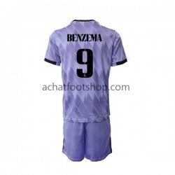 Maillot Real Madrid Karim Benzema 9 Extérieur Tenue pour Enfant 2022-2023 Manche Courte