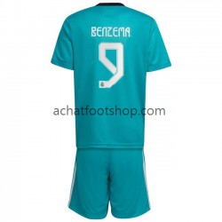 Maillot Real Madrid Karim Benzema 9 3ème Tenue pour Enfant 2021-2022 Manche Courte