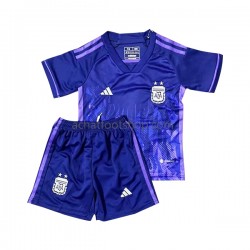 Maillot Argentine Extérieur Tenue pour Enfant Coupe du Monde 2022 Manche Courte