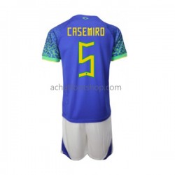 Maillot Brésil Casemiro 5 Extérieur Tenue pour Enfant Coupe du Monde 2022 Manche Courte Maillot Brésil Casemiro 5 Extérieur Tenue pour Enfant Coupe du Monde 2022 Manche Courte