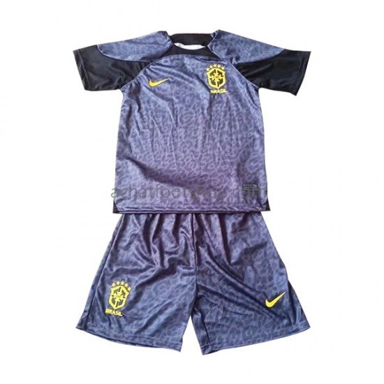 Maillot Brésil Gardien Domicile Tenue pour Enfant Coupe du Monde 2022 Manche Courte