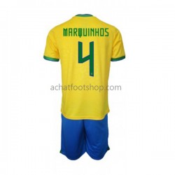 Maillot Brésil Marquinhos 4 Domicile Tenue pour Enfant Coupe du Monde 2022 Manche Courte Maillot Brésil Marquinhos 4 Domicile Tenue pour Enfant Coupe du Monde 2022 Manche Courte