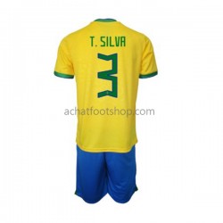 Maillot Brésil Thiago Silva 3 Domicile Tenue pour Enfant Coupe du Monde 2022 Manche Courte Maillot Brésil Thiago Silva 3 Domicile Tenue pour Enfant Coupe du Monde 2022 Manche Courte