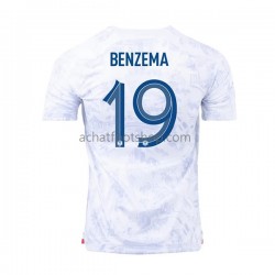 Maillot France Benzema 19 Extérieur Tenue pour Homme Coupe du Monde 2022 Manche Courte