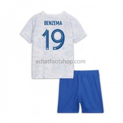 Maillot France Benzema 19 Extérieur Tenue pour Enfant Coupe du Monde 2022 Manche Courte
