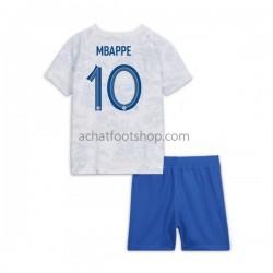 Maillot France Mbappé 10 Extérieur Tenue pour Enfant Coupe du Monde 2022 Manche Courte
