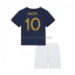 Maillot France Mbappé 10 Domicile Tenue pour Enfant Coupe du Monde 2022 Manche Courte