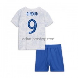 Maillot France Olivier Giroud 9 Extérieur Tenue pour Enfant Coupe du Monde 2022 Manche Courte