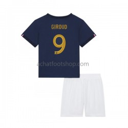 Maillot France Olivier Giroud 9 Domicile Tenue pour Enfant Coupe du Monde 2022 Manche Courte