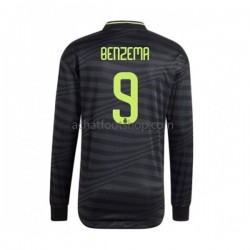 Maillot Real Madrid Karim Benzema 9 3ème Tenue pour Homme 2022-2023 Manche Longue